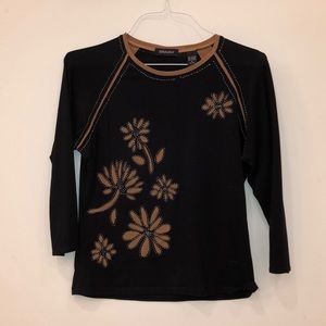 Black Long Sleeve Shirt W/ Flowers